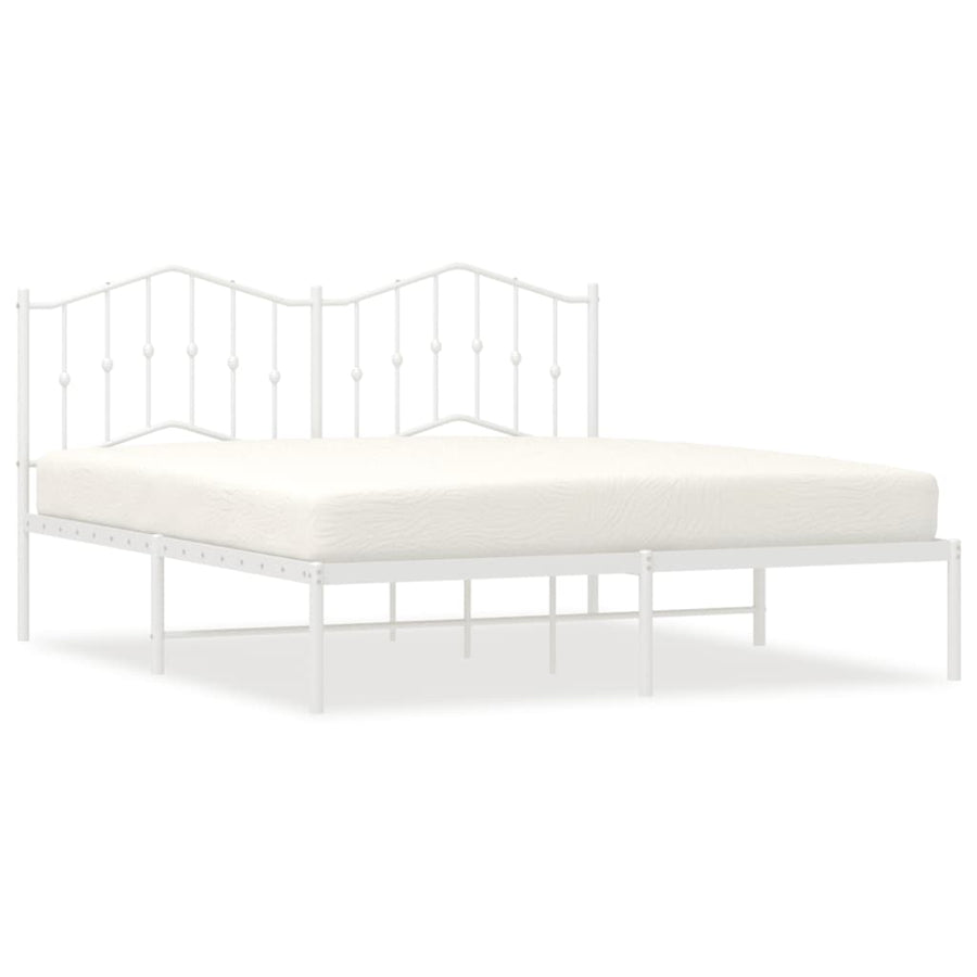 Bedframe Metaal 180 x 200 cm Wit met hoofdbord