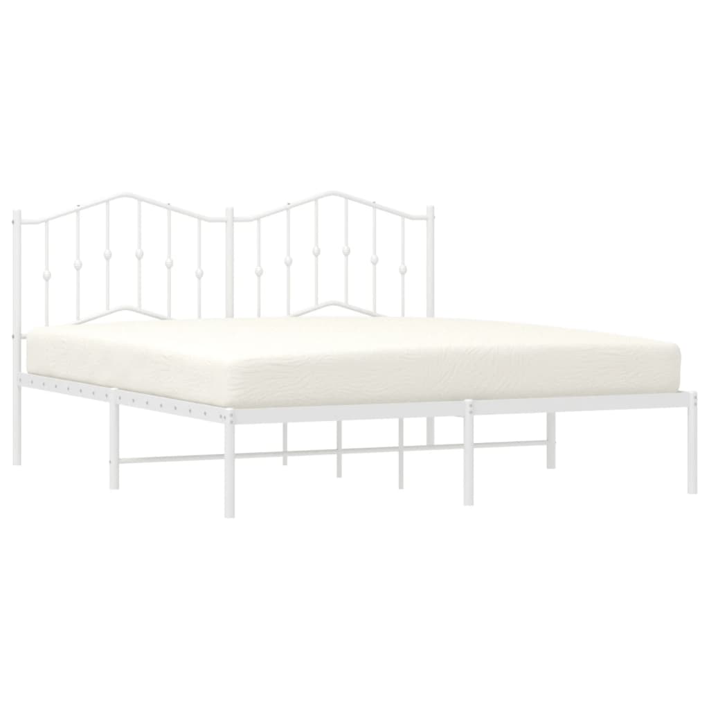 Bedframe Metaal 180 x 200 cm Wit met hoofdbord