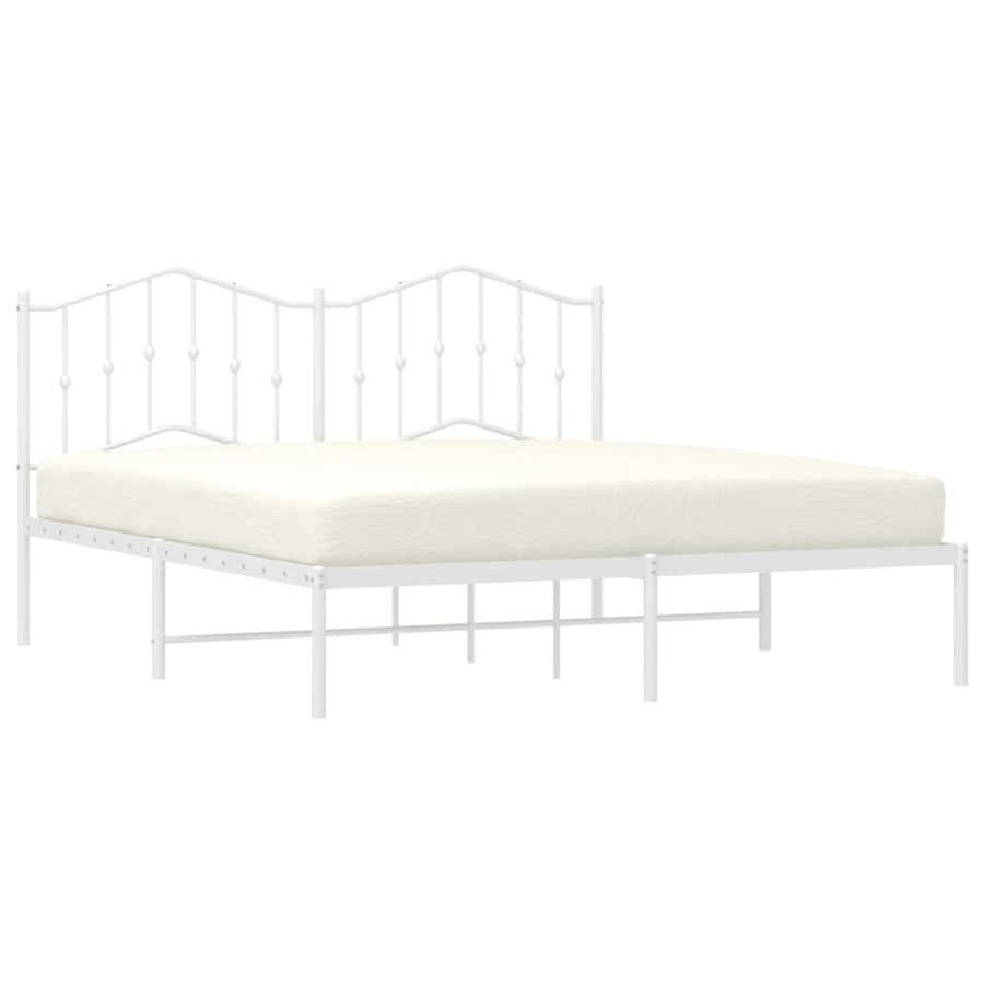 Bedframe Metaal 180 x 200 cm Wit met hoofdbord