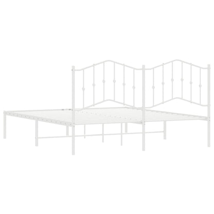 Bedframe Metaal 180 x 200 cm Wit met hoofdbord