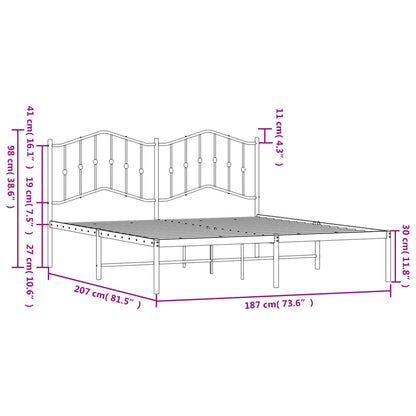 Bedframe Metaal 180 x 200 cm Wit met hoofdbord