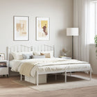 Metal bed frame with headboard white 180x200 cm