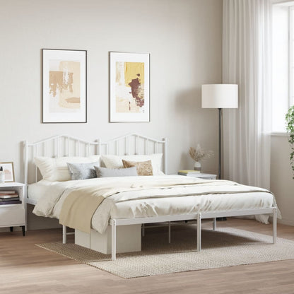 Bedframe Metaal 180 x 200 cm Wit met hoofdbord