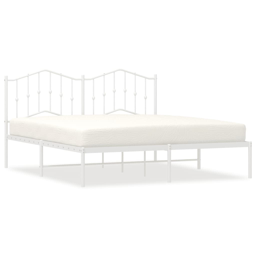 Bedframe Metaal 183 x 213 cm Wit met hoofdbord