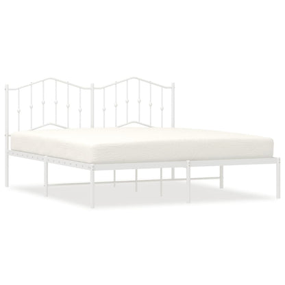 Bedframe Metaal 183 x 213 cm Wit met hoofdbord