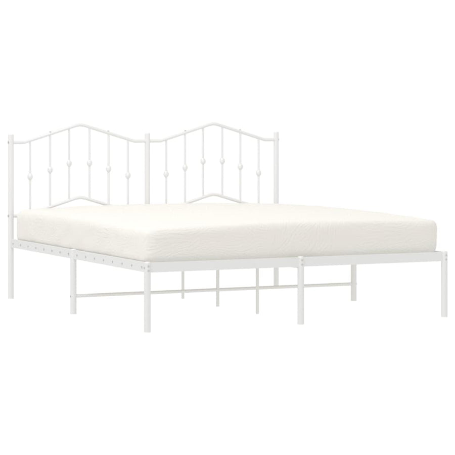 Bedframe Metaal 183 x 213 cm Wit met hoofdbord