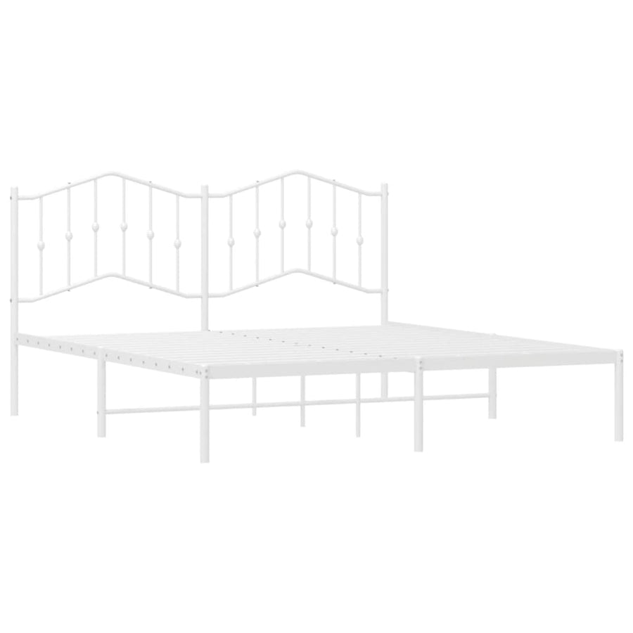 Bedframe Metaal 183 x 213 cm Wit met hoofdbord