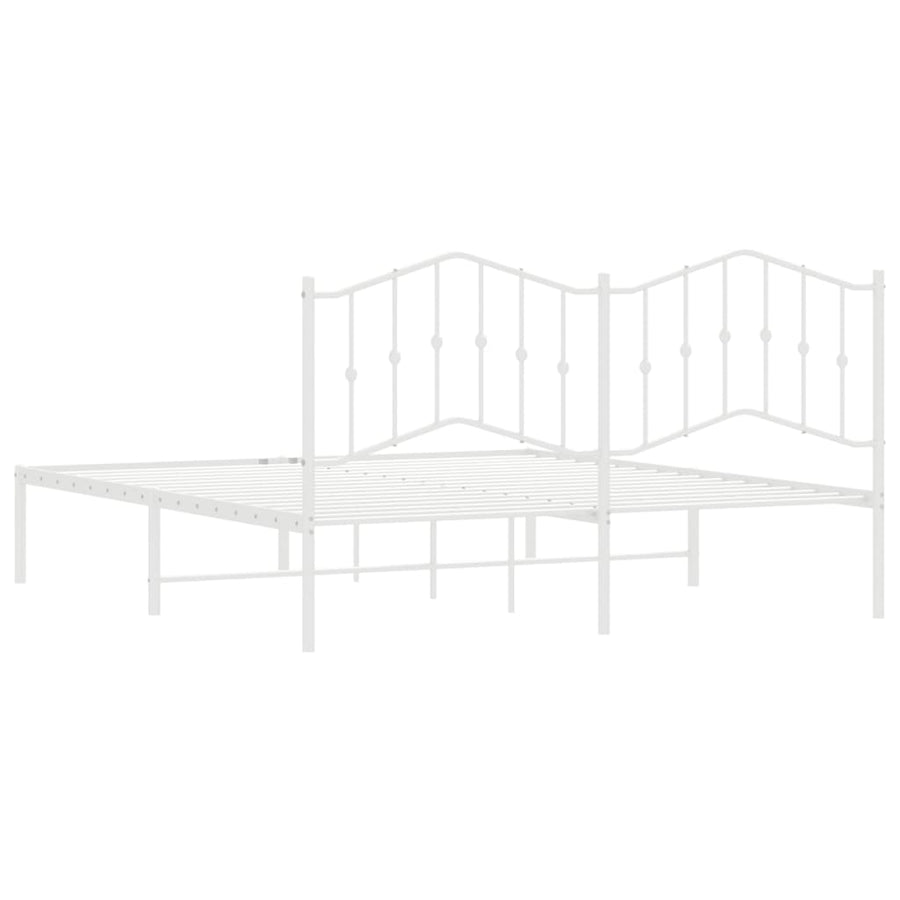 Bedframe Metaal 183 x 213 cm Wit met hoofdbord