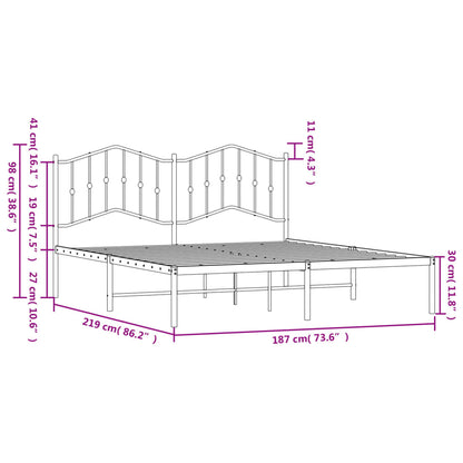 Bedframe Metaal 183 x 213 cm Wit met hoofdbord