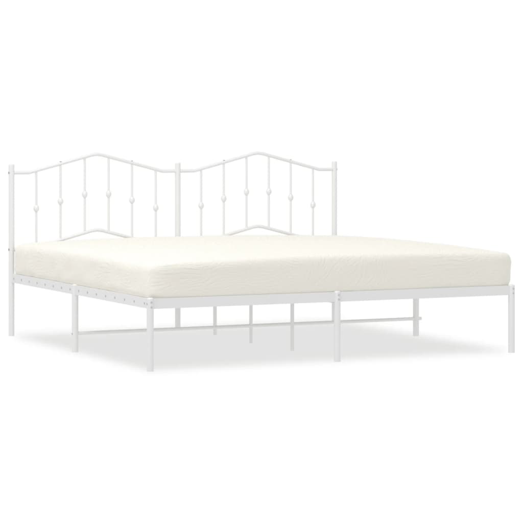 Bedframe Metaal 193 x 203 cm Wit met hoofdbord