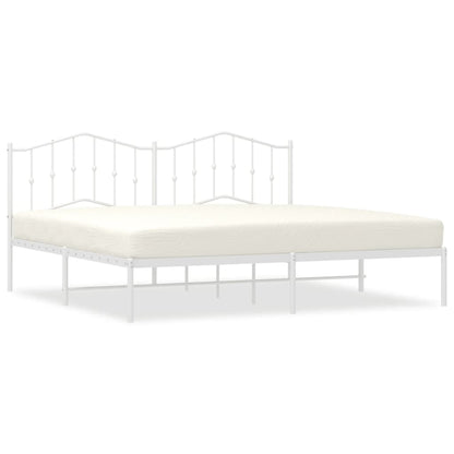 Bedframe Metaal 193 x 203 cm Wit met hoofdbord