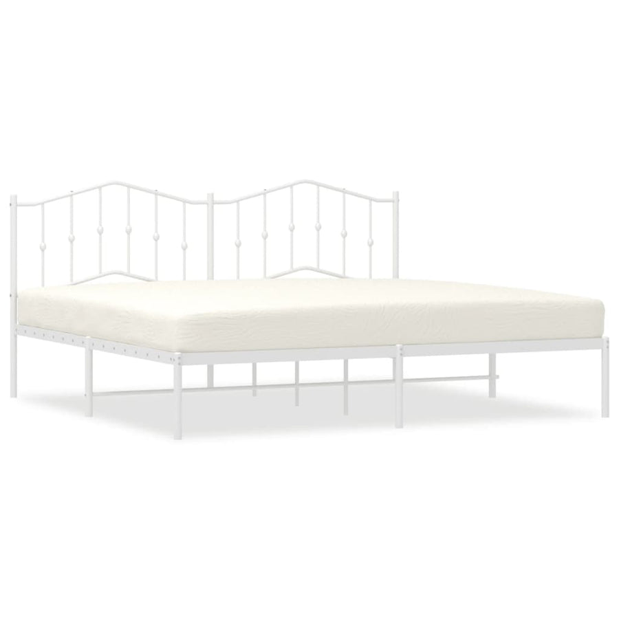 Bedframe Metaal 193 x 203 cm Wit met hoofdbord