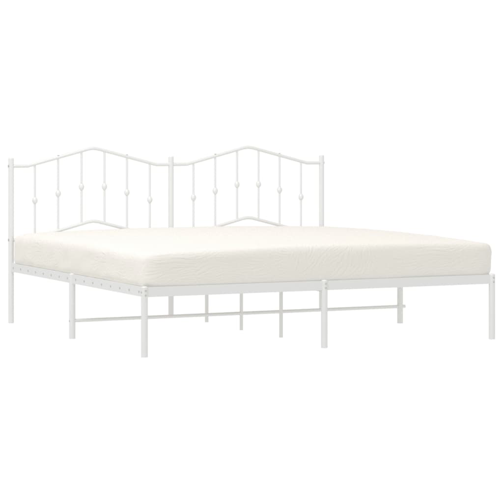 Bedframe Metaal 193 x 203 cm Wit met hoofdbord