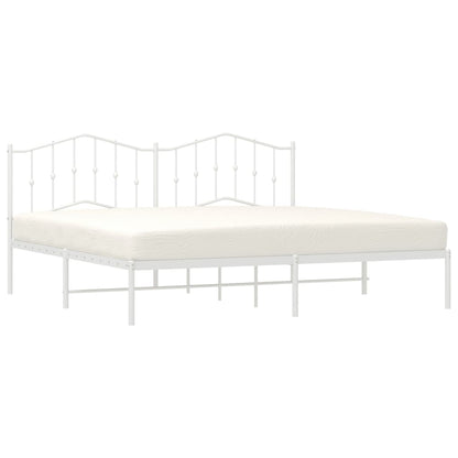 Bedframe Metaal 193 x 203 cm Wit met hoofdbord