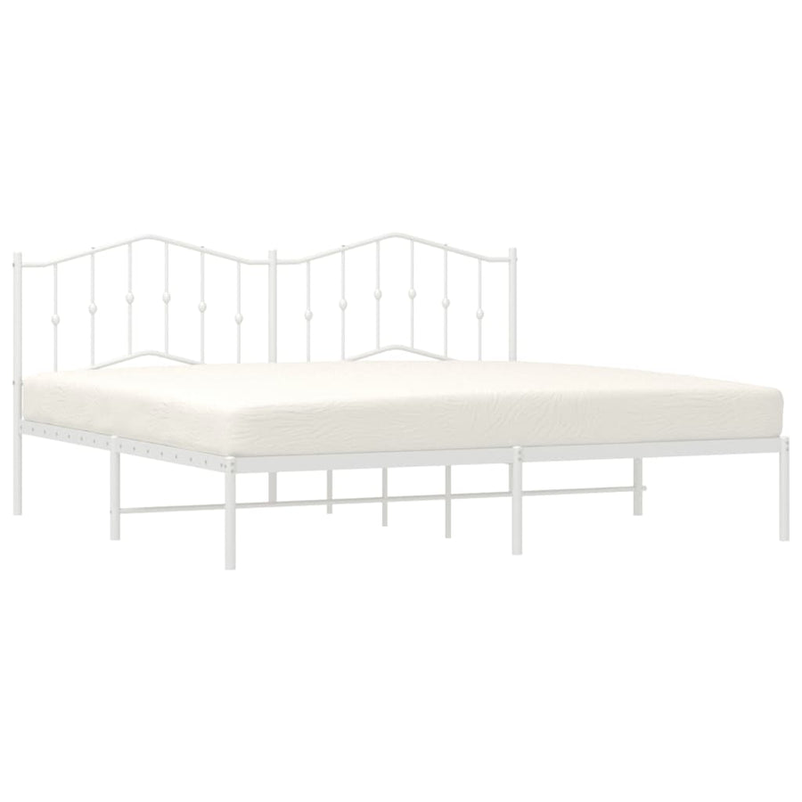 Bedframe Metaal 193 x 203 cm Wit met hoofdbord