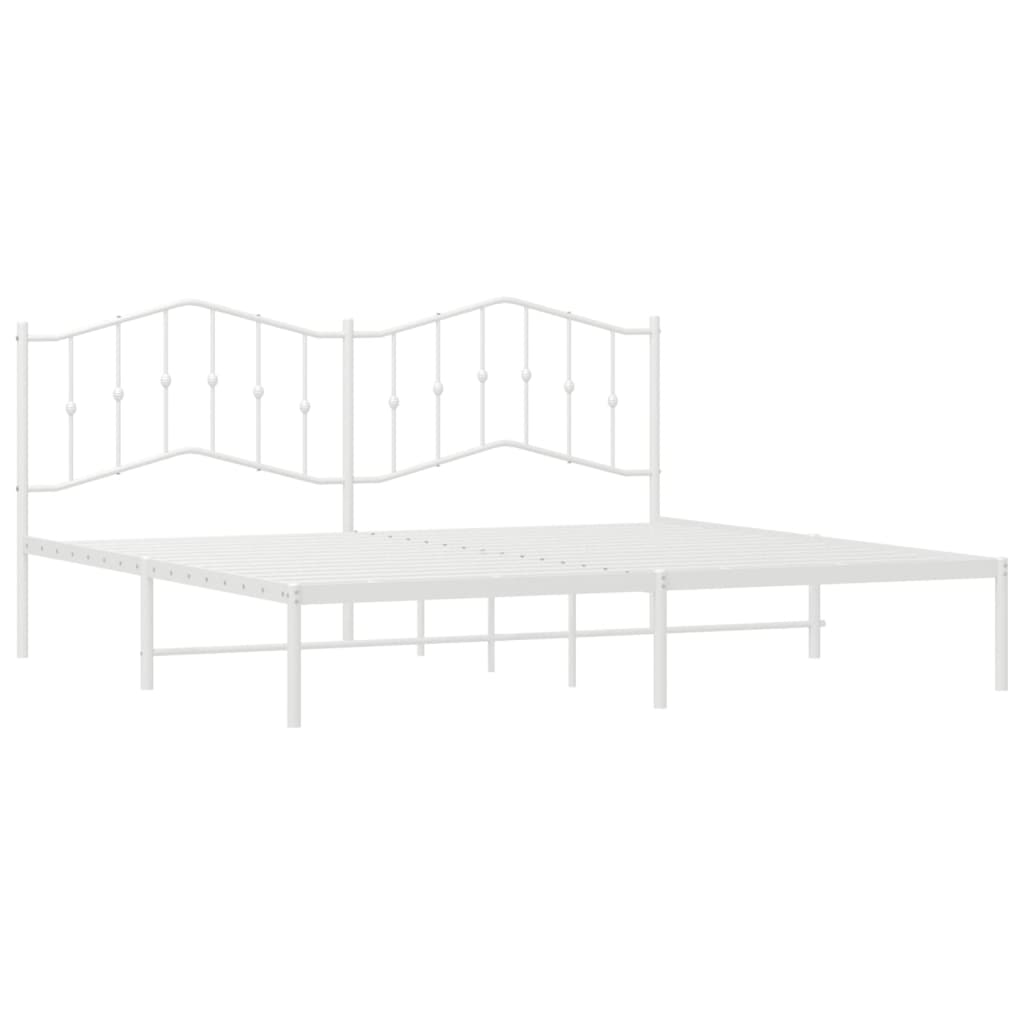 Bedframe Metaal 193 x 203 cm Wit met hoofdbord