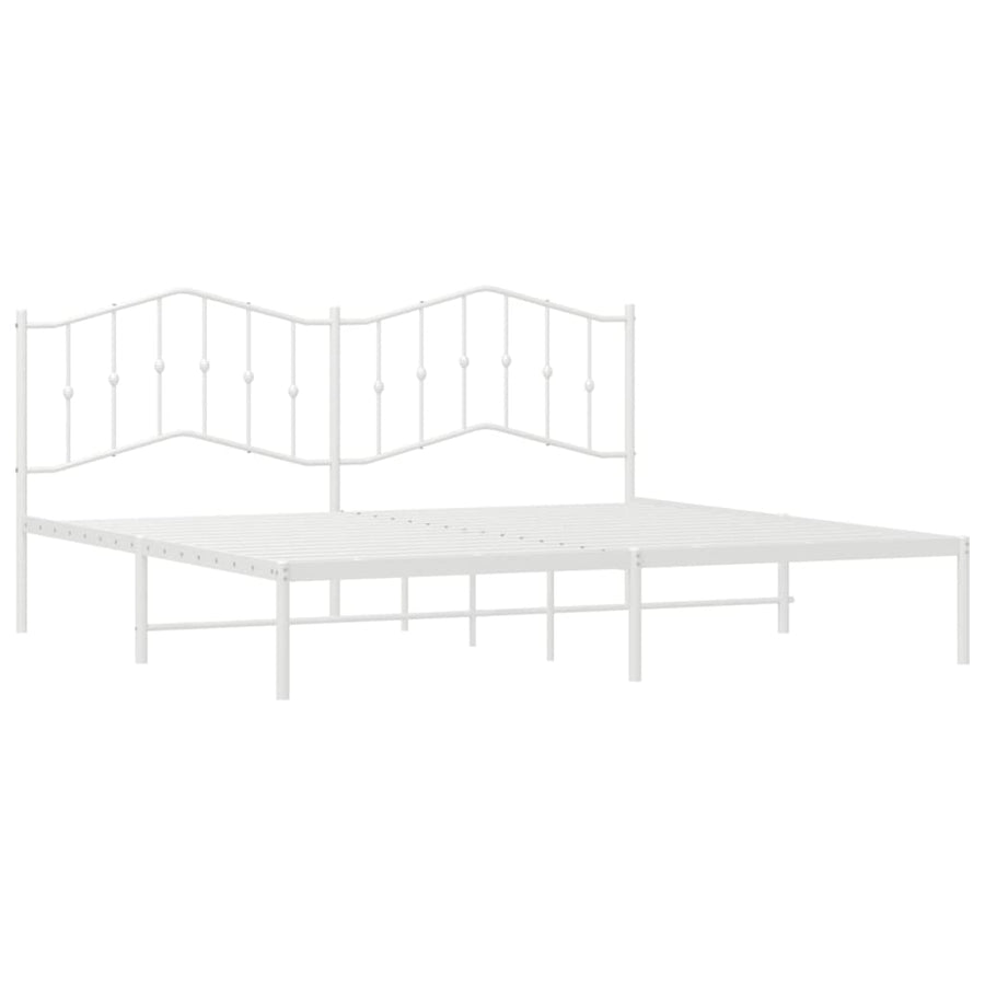 Bedframe Metaal 193 x 203 cm Wit met hoofdbord