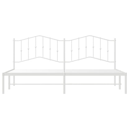 Bedframe Metaal 193 x 203 cm Wit met hoofdbord