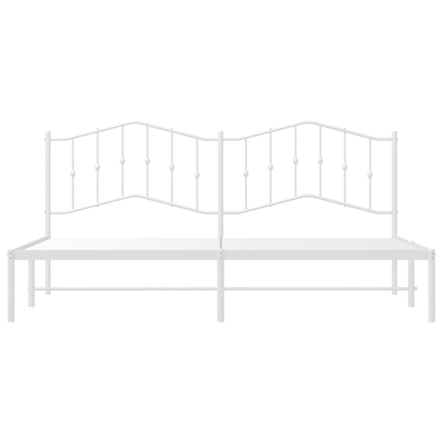Bedframe Metaal 193 x 203 cm Wit met hoofdbord