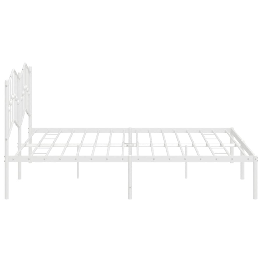 Bedframe Metaal 193 x 203 cm Wit met hoofdbord