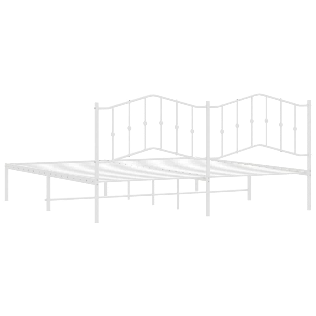 Bedframe Metaal 193 x 203 cm Wit met hoofdbord