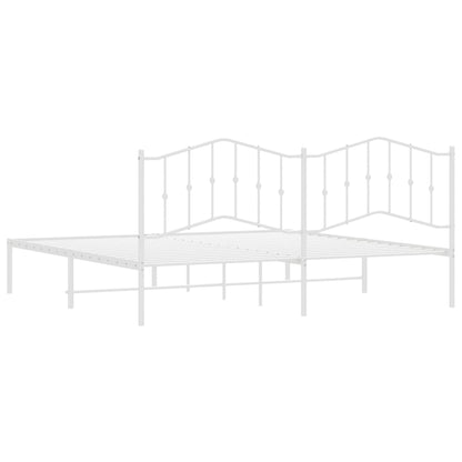 Bedframe Metaal 193 x 203 cm Wit met hoofdbord