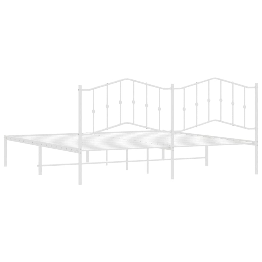 Bedframe Metaal 193 x 203 cm Wit met hoofdbord