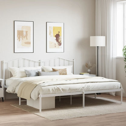 Bedframe Metaal 193 x 203 cm Wit met hoofdbord