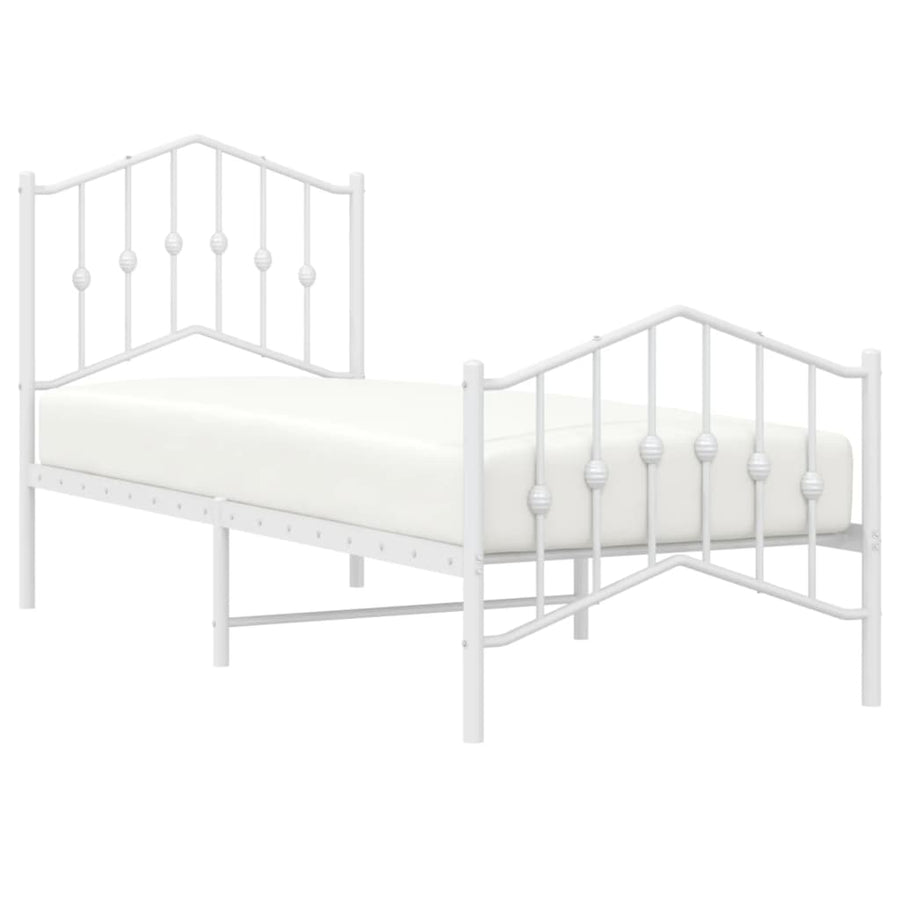 Bedframe Met Hoofd- En Voeteneinde Metaal 75 x 190 cm Wit met hoofdbord & voetbord