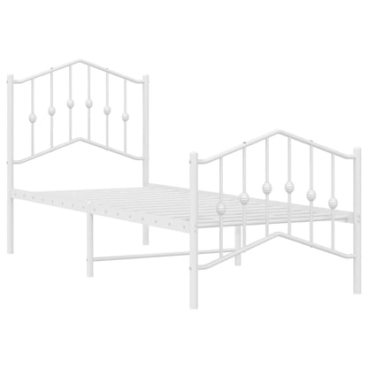 Bedframe Met Hoofd- En Voeteneinde Metaal 75 x 190 cm Wit met hoofdbord & voetbord