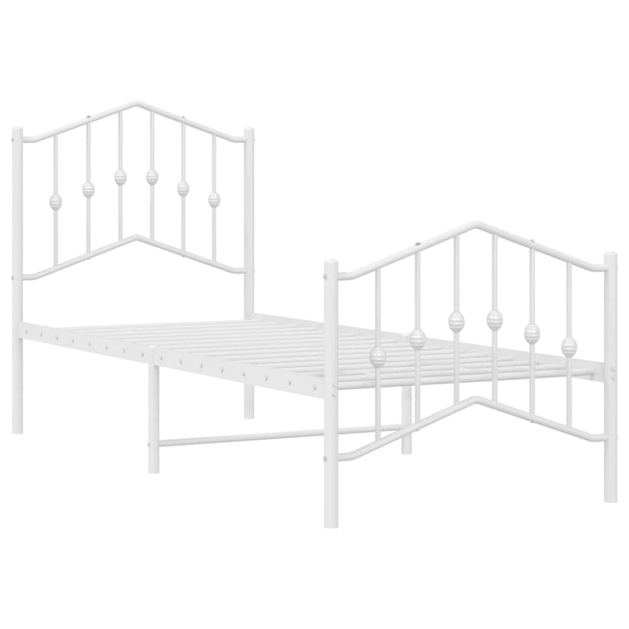 Bedframe Met Hoofd- En Voeteneinde Metaal 75 x 190 cm Wit met hoofdbord & voetbord