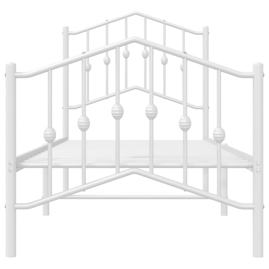 Bedframe Met Hoofd- En Voeteneinde Metaal 75 x 190 cm Wit met hoofdbord & voetbord