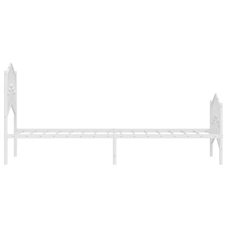 Bedframe Met Hoofd- En Voeteneinde Metaal 75 x 190 cm Wit met hoofdbord & voetbord