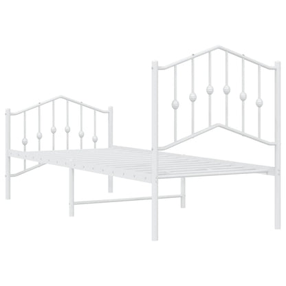 Bedframe Met Hoofd- En Voeteneinde Metaal 75 x 190 cm Wit met hoofdbord & voetbord