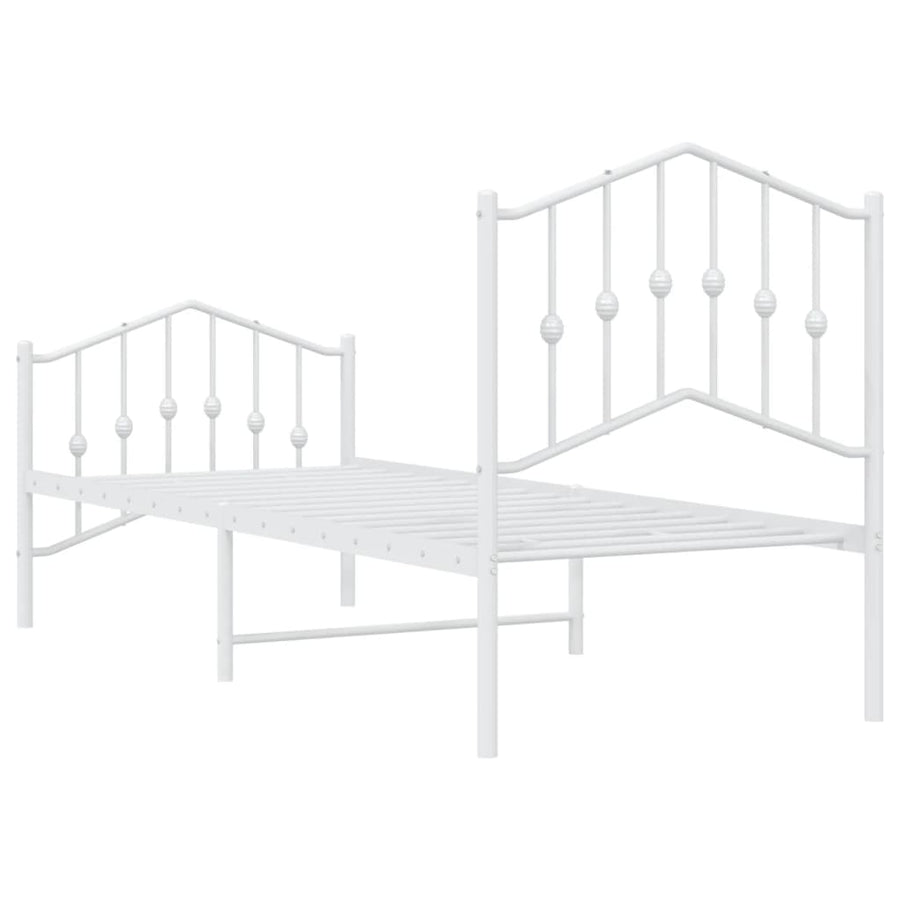 Bedframe Met Hoofd- En Voeteneinde Metaal 75 x 190 cm Wit met hoofdbord & voetbord
