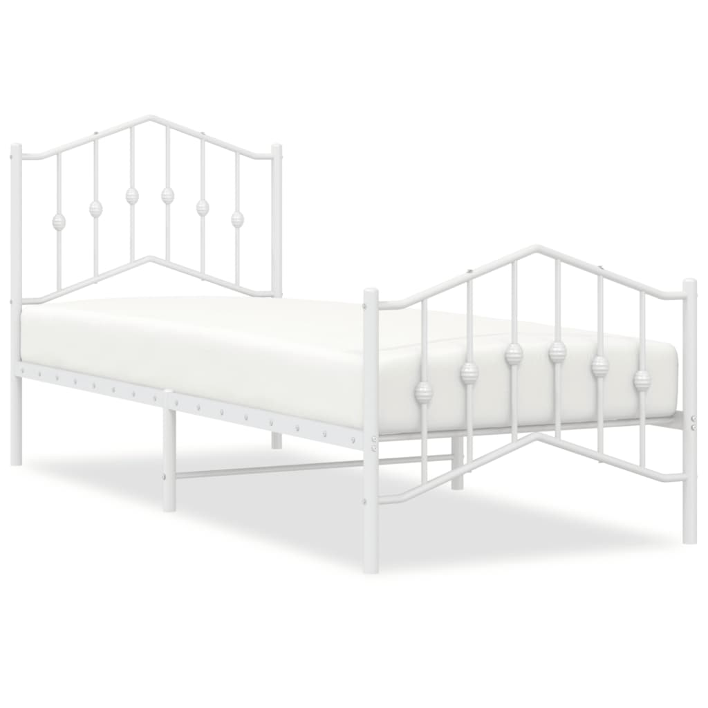 Bedframe Met Hoofd- En Voeteneinde Metaal 80 x 200 cm Wit met hoofdbord & voetbord