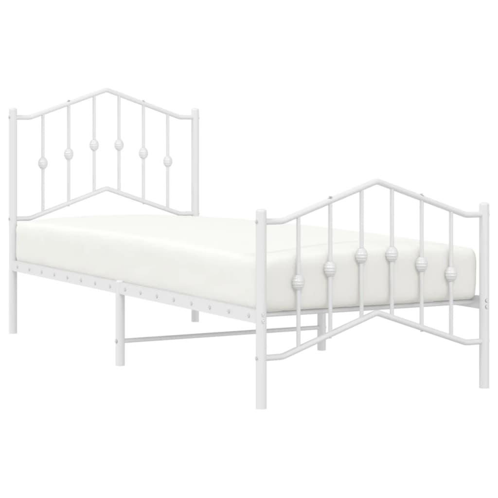 Bedframe Met Hoofd- En Voeteneinde Metaal 80 x 200 cm Wit met hoofdbord & voetbord
