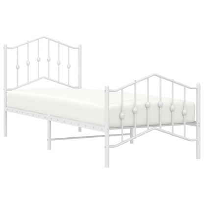 Bedframe Met Hoofd- En Voeteneinde Metaal 80 x 200 cm Wit met hoofdbord & voetbord