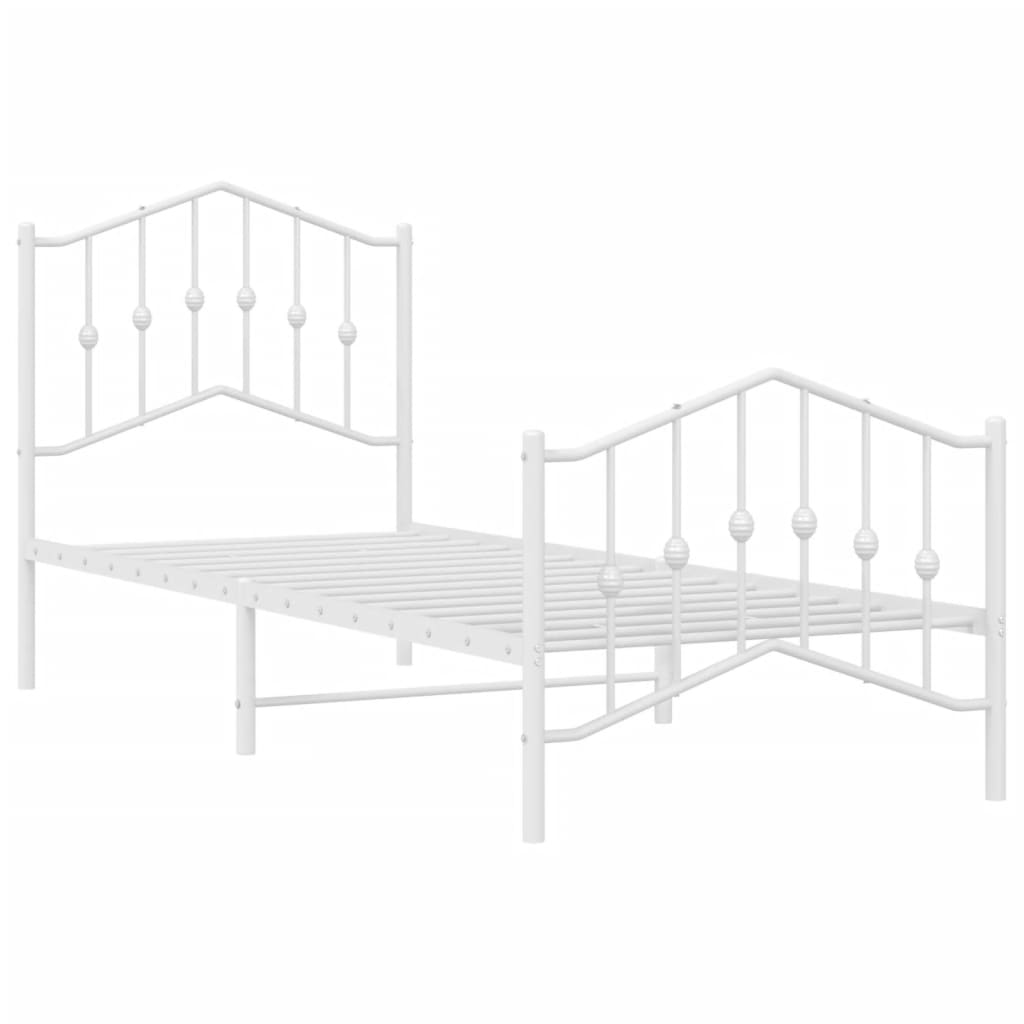 Bedframe Met Hoofd- En Voeteneinde Metaal 80 x 200 cm Wit met hoofdbord & voetbord
