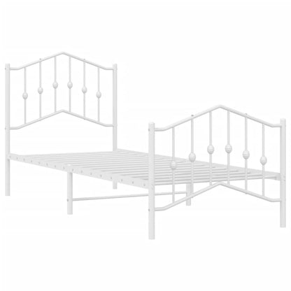 Bedframe Met Hoofd- En Voeteneinde Metaal 80 x 200 cm Wit met hoofdbord & voetbord