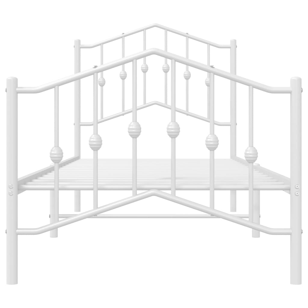 Bedframe Met Hoofd- En Voeteneinde Metaal 80 x 200 cm Wit met hoofdbord & voetbord
