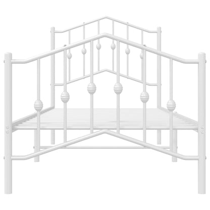 Bedframe Met Hoofd- En Voeteneinde Metaal 80 x 200 cm Wit met hoofdbord & voetbord