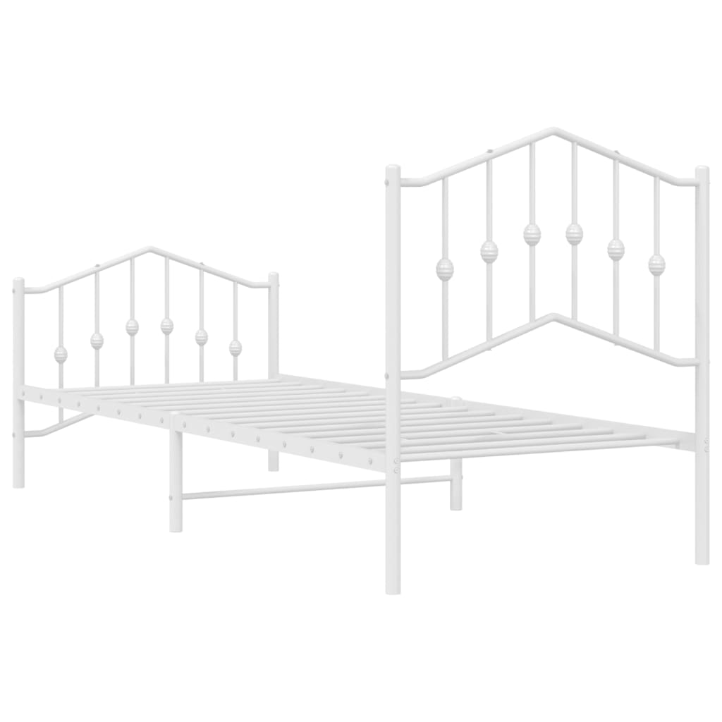 Bedframe Met Hoofd- En Voeteneinde Metaal 80 x 200 cm Wit met hoofdbord & voetbord