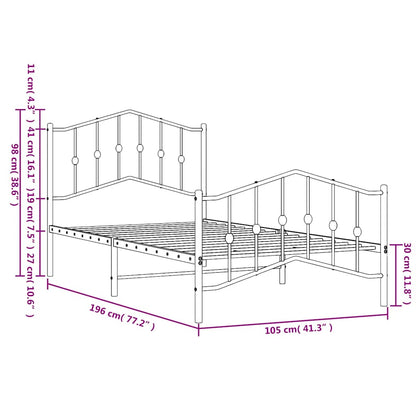 Bedframe Met Hoofd- En Voeteneinde Metaal 100 x 190 cm