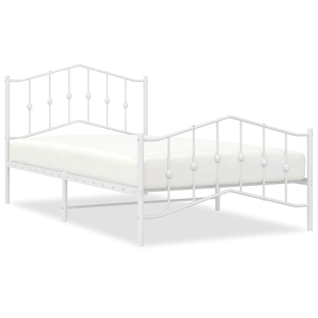Bedframe Met Hoofd- En Voeteneinde Metaal 100 x 200 cm Wit