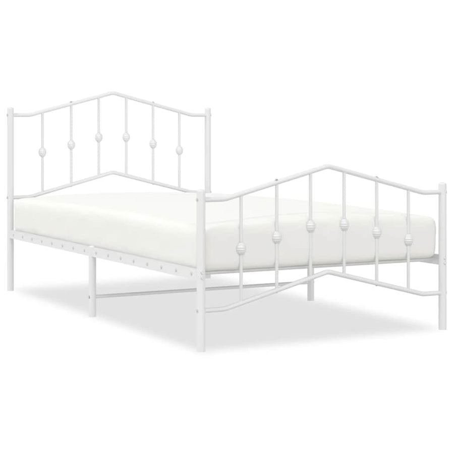 Bedframe Met Hoofd- En Voeteneinde Metaal 100 x 200 cm Wit