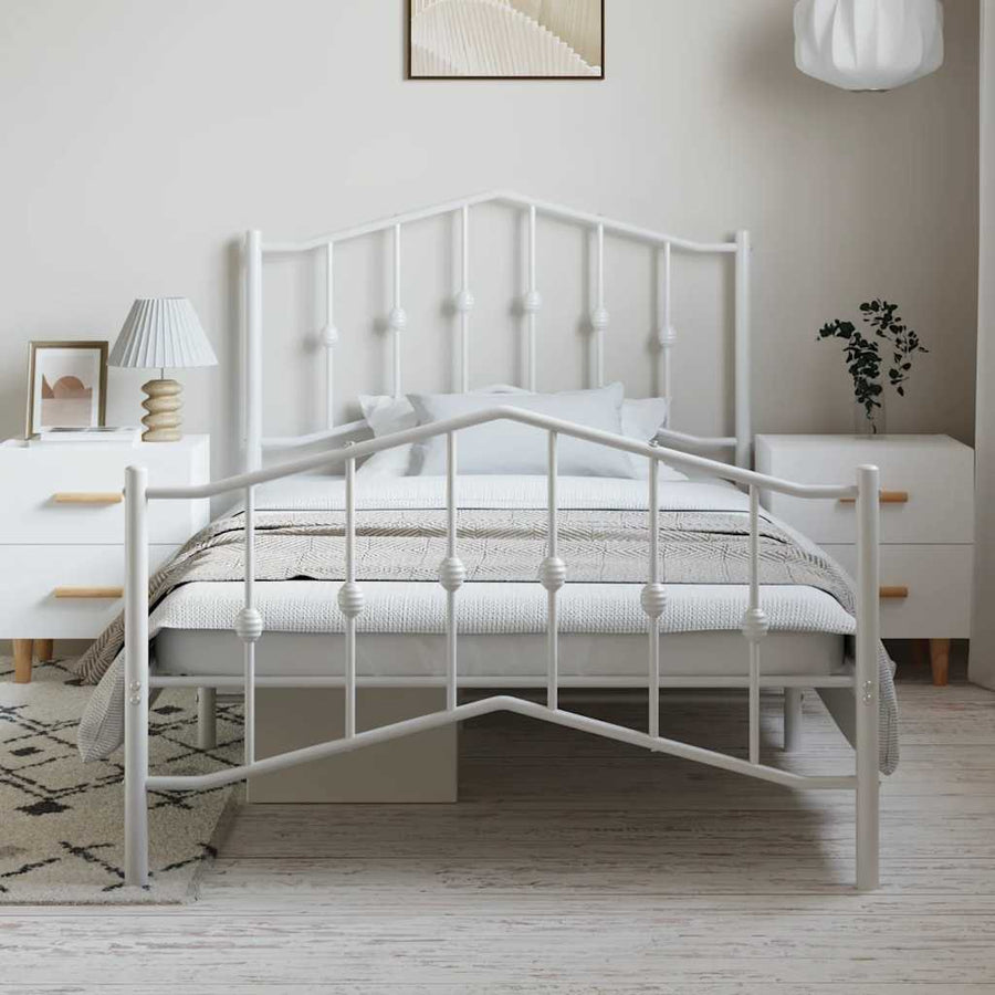 Bedframe Met Hoofd- En Voeteneinde Metaal 100 x 200 cm Wit