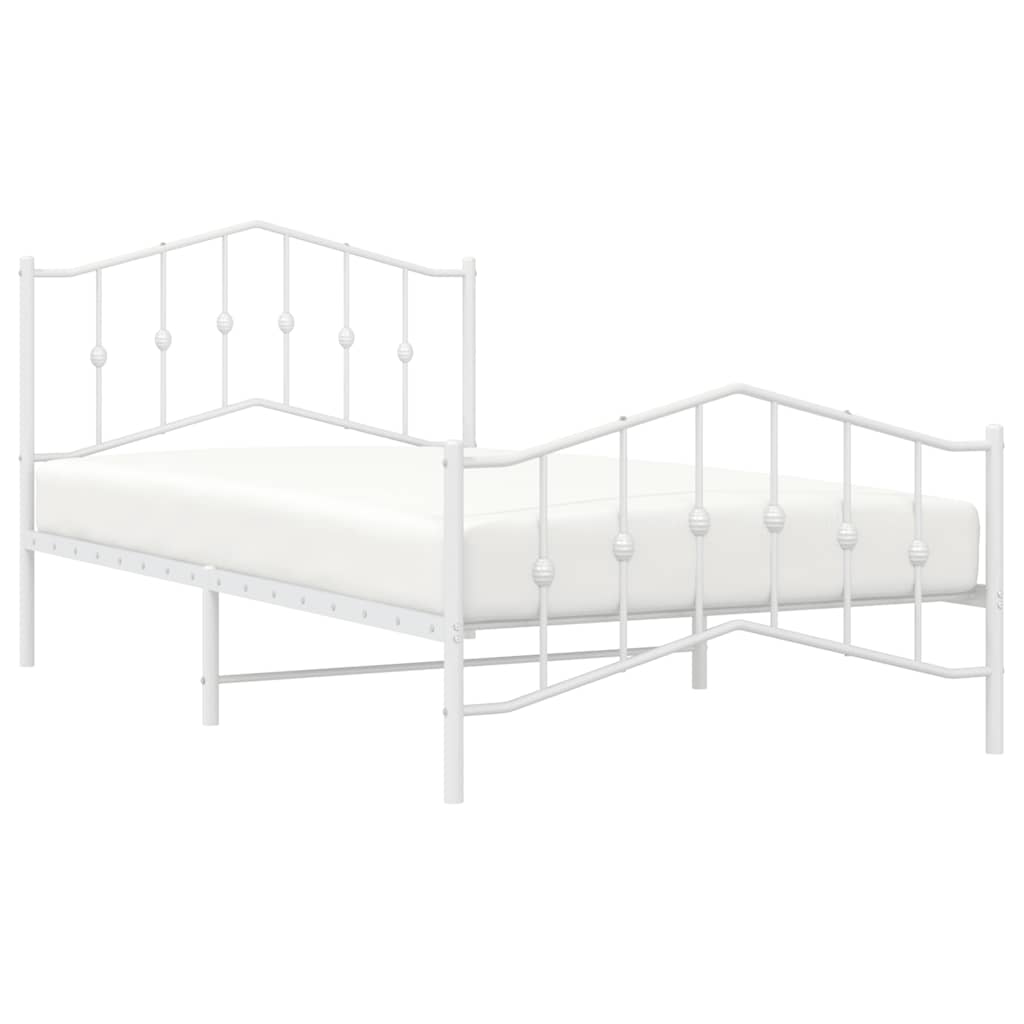Bedframe Met Hoofd- En Voeteneinde Metaal 100 x 200 cm Wit