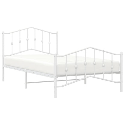 Bedframe Met Hoofd- En Voeteneinde Metaal 100 x 200 cm Wit