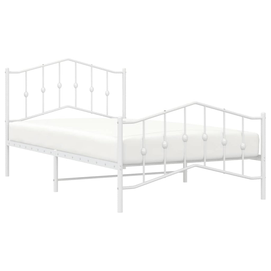 Bedframe Met Hoofd- En Voeteneinde Metaal 100 x 200 cm Wit